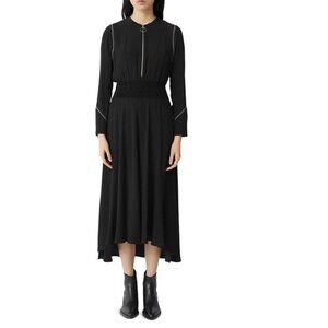 maje black studded midi high low dress size 3 (6-8)